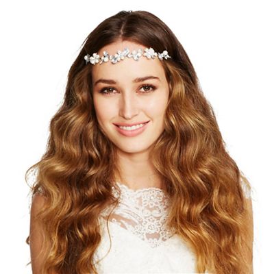Pearl flower and crystal halo headband